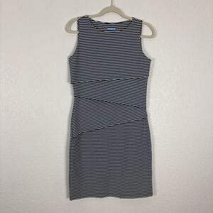 J. Mclaughlin Navy Blue & White Striped Sleeveless Dress Size Small